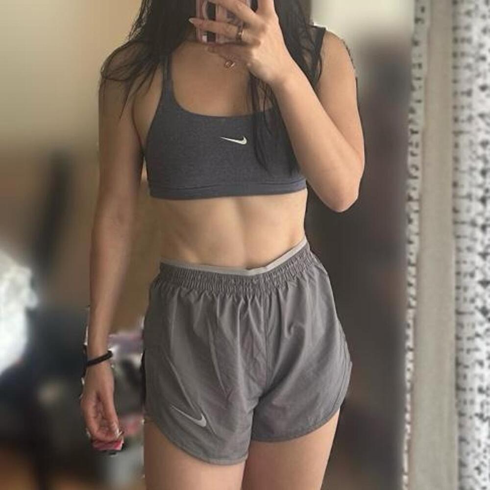 Nike gray & black sports bra and shorts set